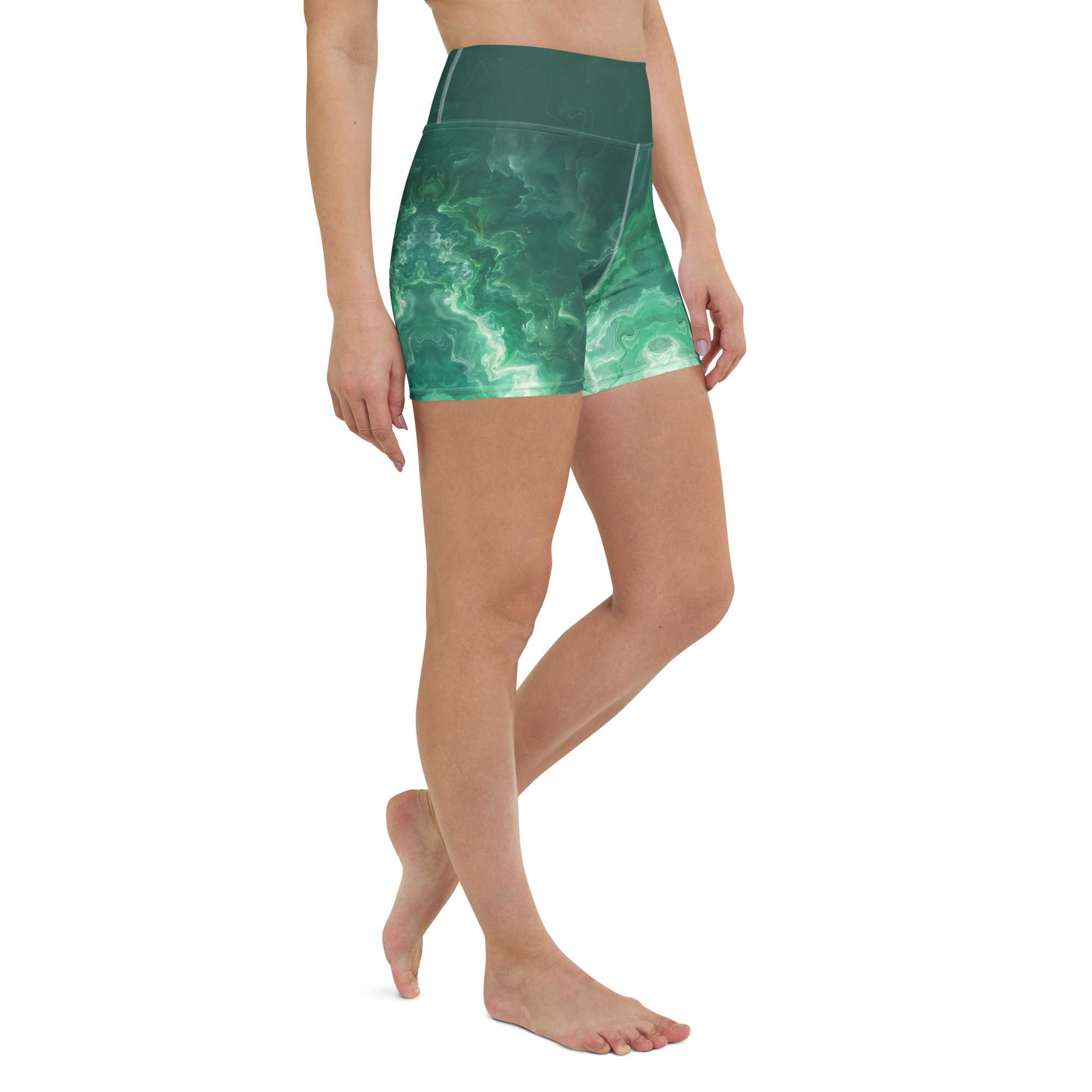 Awaken - Green High-Waist Biker Shorts